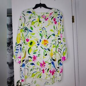 Woman Within Multicolor Floral Blouse